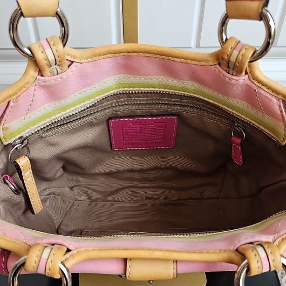 Vintage Coach Hampton Pastel Stripes Small Tote Bag #1888 Pink GUC - Picture 9 of 15